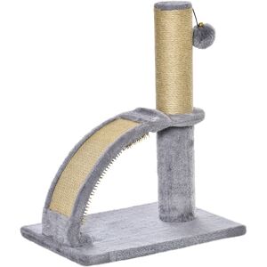 PawHut Cat Tree Tower, Indoor Climbing Activity Centre with Scratching Post, Massage Board, Hanging Toy, Grey