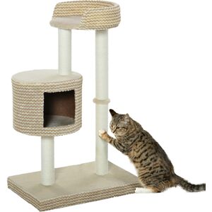 PawHut Multi-Level Cat Tree with Jute Scratching Posts, Condo, Perch, Climbing Frame, Plush Fabric for Kittens