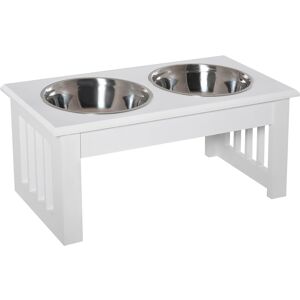 Pawhut Stainless Steel Pet Feeder, Durable & Easy to Clean, Ideal for Cats & Dogs, 43.7Lx24Wx15H cm, White