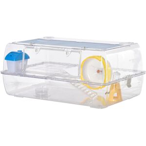 PawHut Portable Hamster Cage, 2 Storey Small Pet Habitat with Exercise Wheel, Water Bottle, and Feeding Bowl