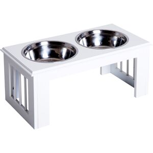 PawHut Pet Feeder, Stainless Steel, Large Capacity, Easy Clean, White, 58.4Lx30.5Wx25.4H cm