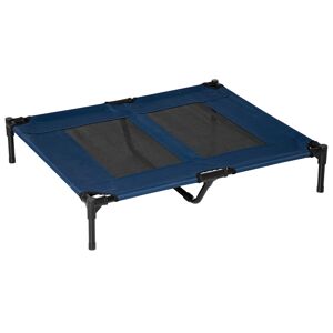 PawHut Portable Elevated Dog Bed, Ideal for Camping, Durable Frame, Raised Pet Cot, Large, Blue