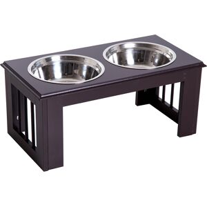 Pawhut Large Stainless Steel Pet Feeder, 58.4Lx30.5Wx25.4H cm, Elevated Design for Comfort, Brown