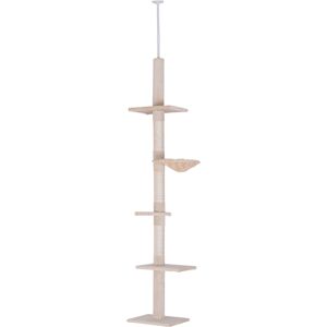 PawHut Floor to Ceiling Cat Tree 5-Tier Kitty Tower Activity Center Scratching Post 230-260cm