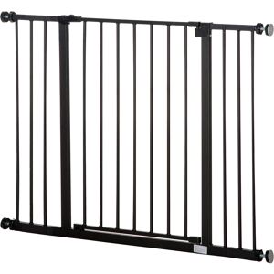 PawHut Safety Pet Gate, Auto-Close Metal Dog Barrier with Adjustable Width 76-107cm, Stair Door, Black