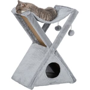 PawHut Compact Cat Activity Centre, 2-Level Kitten Tree with Scratching Post, 50L x 32W x 65H cm, Grey