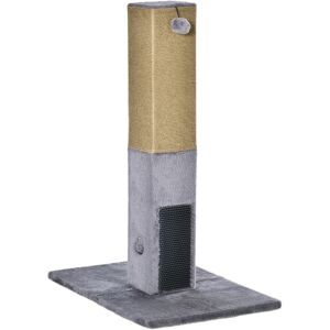 PawHut Cat Scratching Post, 79cm Tall with Jute Scratcher and Climbing Activity Centre, Carpet Base and Dangling Ball, Grey