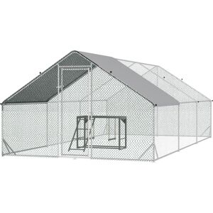 PawHut Chicken Run with Activity Shelf and Cover, Walk-In Coop for Outdoor Use, 3 x 6 x 2m