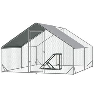 PawHut Chicken Run 3 x 4 x 2m with Activity Shelf and Cover, Walk In, Durable Design for Outdoor Use