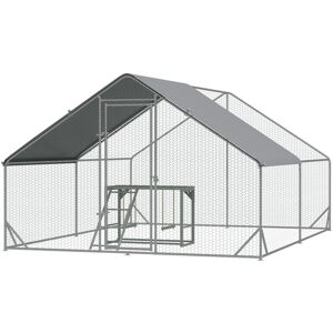 PawHut Walk In Chicken Run with Chicken Activity Shelf and Cover, 3 x 4 x 2m