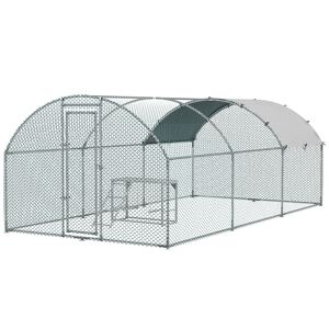 PawHut Spacious Walk-In Chicken Run, Outdoor Coop with Activity Shelf and Protective Cover, 2.8x5.7x2m, Secure Design
