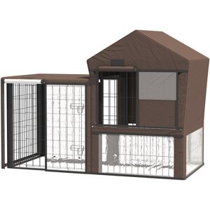 PawHut Rabbit Hutch Cover, Water-Resistant Pets Cage Protector, Breathable Guinea Pig Cage Cover - Brown