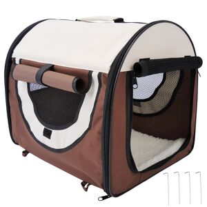 Pawhut Soft Pet Carrier, Foldable Cat and Dog Travel Bag, Breathable Fabric Crate, 46 x 36 x 41 cm, Brown.