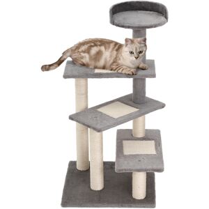 PawHut Cat Tower, Kitten Scratch Post, Sisal Climbing Activity Centre, Durable & Comfortable, Grey.