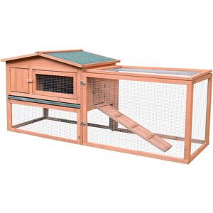 Pawhut 2 Floor Wooden Rabbit Hutch Bunny Cage House Chicken Coop Outdoor Garden Backyard 158 x 58 x 68 cm