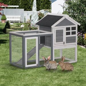 PawHut 2 Tier Wooden Guinea Pigs Hutches Guinea Pig Cage Rabbit Cage Pull Out Tray W/ Ramp 122 x 62.6 x 92 cm Aosom UK