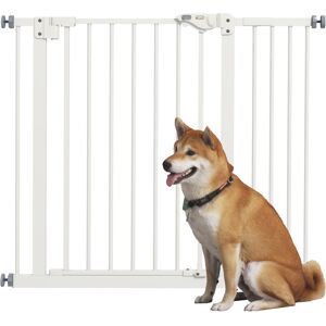 PawHut Flexible Pet Gate: Adjustable Metal Barrier for Dogs, 74-94cm Width, Secure Fit, White Aosom UK