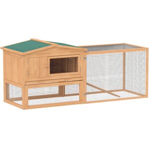 Pawhut 2 Floor Wooden Rabbit Hutch Bunny Cage House Chicken Coop Outdoor Garden Backyard 158 x 58 x 68 cm