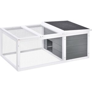 PawHut Indoor Outdoor Wooden Rabbit Hutch Small Animal Cage Pet Run Cover, with UV-resistant Asphalt roof and Water-repellent Paint