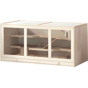 PawHut Wooden Hamster Cage Mouse Rats Mice Rodent Small Animals Hutch Exercise Play House Pen 115L x 60W x 58H(cm) Aosom UK