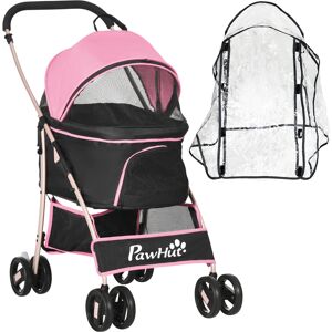 PawHut Multifunctional Pet Stroller, 3-in-1 Dog and Cat Pushchair with Rain Cover, Foldable Carrier, Universal Wheels, Pink Aosom UK