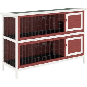 Pawhut Two Floors Wooden Rabbit Hutch Small Pet Animal Guinea Pig Ferret Bunny House Cage for Indoor and Outdoor 136.4x50x93cm