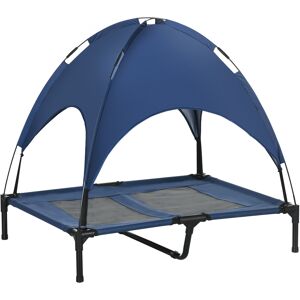 PawHut Elevated Dog Bed: Waterproof Mesh with UV Canopy, for Large Breeds, 92 x 76 x 90cm, Blue Aosom UK