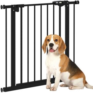 PawHut Adjustable Metal Dog Gate, Safety Barrier for Pets, 74-80cm Wide, Easy Installation, Black Aosom UK