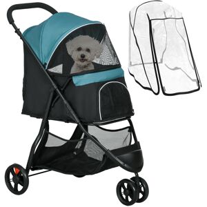 PawHut Foldable Pet Stroller, XS/S-Sized Dogs, with Rain Cover, Easy Storage, Dark Green Aosom UK
