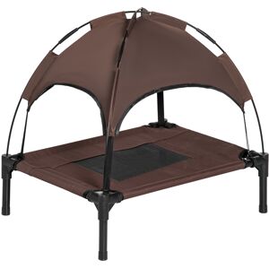 PawHut Raised Dog Bed Waterproof Elevated Pet Cot with Breathable Mesh UV Protection Canopy Coffee, for Small Dogs, 61 x 46 x 62cm Aosom UK