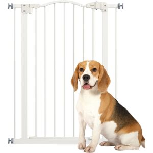 PawHut Metal Pet Safety Gate Dog Gate Folding Fence, White Aosom UK