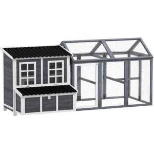 PawHut 2-Piece Wooden Chicken Coop and Run Set, Poultry Run Cage with Nesting Box, Slide-Out Tray, Roof, Perch