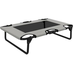 PawHut Portable Raised Dog Bed, Elevated Pet Cot with Breathable Mesh for Indoor Outdoor, for Small Medium Dogs, Light Grey