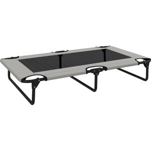 PawHut Portable Raised Dog Bed, Elevated Pet Cot with Breathable Mesh for Indoor Outdoor, for Large Dogs, Light Grey