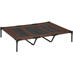 PawHut Elevated Cooling Pet Bed, Portable Raised Dog Cot with Breathable Mesh, Anti-Slip Rubber Feet for Indoor & Outdoor, Brown Aosom UK