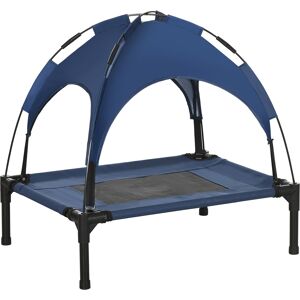 PawHut Raised Dog Bed Waterproof Elevated Pet Cot with Breathable Mesh UV Protection Canopy Blue, for Small Dogs, 61 x 46 x 62cm Aosom UK