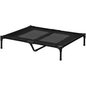 PawHut Large Elevated Dog Bed Cat Elevated Lifted Cooling Portable Camping Basket Outdoor Indoor Mesh Pet Cot Metal Frame, Black Aosom UK