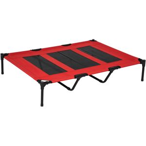 PawHut Elevated Pet Cot: Breathable Mesh Cooling Dog Bed for Indoor & Outdoor Use, X-Large 122x92x23cm, Red Aosom UK