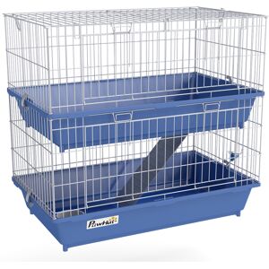 PawHut Small Animal Cage, Metal 2-Tier, Spacious, Secure, Easy Clean, Blue Aosom UK