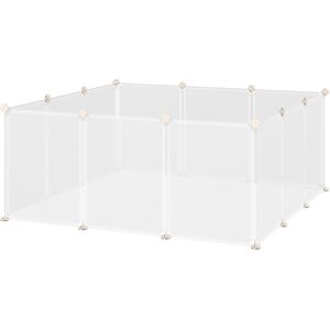 PawHut Portable Pet Playpen DIY Enclosure, 12 Panel Plastic Fence for Bunny, Guinea Pig, Hedgehog, Chinchilla, White Aosom UK