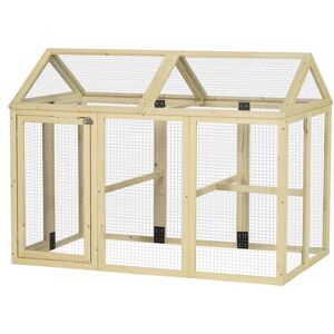 PawHut Large Chicken Run, Wooden Chicken coop, with Combinable Design - Natural Wood Finish