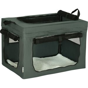 PawHut Portable Pet Carrier: Foldable Travel Bag for Cats & Small Dogs, Breathable Mesh, Ash Grey Aosom UK