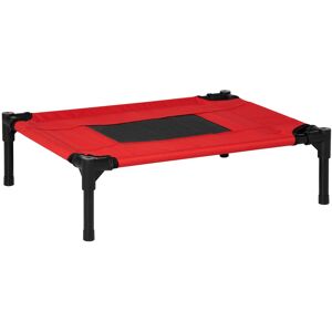 PawHut Elevated Pet Bed Portable Camping Raised Dog Bed w/ Metal Frame Black and Red (Small) Aosom UK