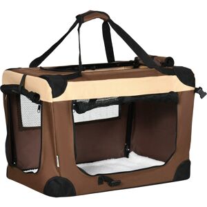 PawHut Pet Carrier, 60cm Foldable Travel Bag for Small Dogs and Cats, Comfortable with Cushion, Brown Aosom UK