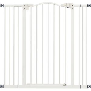 PawHut Metal Pet Safety Gate Dog Gate Folding Fence, White Aosom UK
