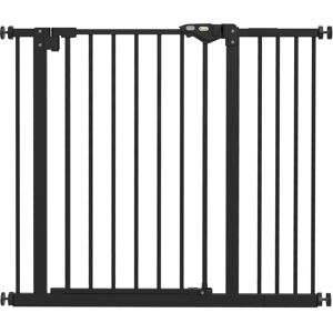 PawHut Dog Gate for Stairs Dog Gate Pet Gate with Openable Metal Frame, Slide and Lift the Handle to Pass, 74-94Wcm, Black Aosom UK