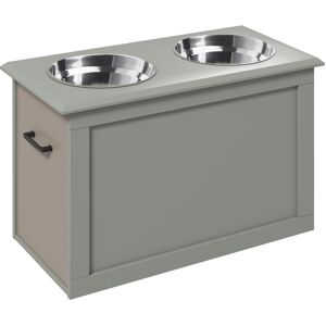 PawHut Elevated Dog Bowls, Pet Feeding Station with Storage, Dual Stainless Steel Bowls, for Large Dogs, Grey Aosom UK