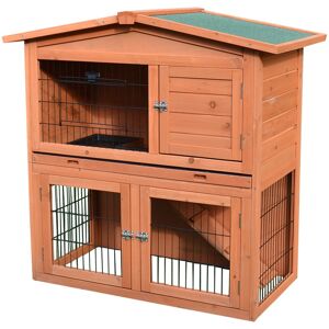 PawHut 2 Tier Rabbit Hutch Guinea Pig Hutch Ferret Cage with Ramp Slide Out Tray for Indoor Outdoor 100.5 x 55 x 101 cm PawHut 2 Tier Rabbit Hutch Guinea Pig Hutch Ferret Cage with Ramp Slide Out Tray for Indoor Outdoor 100.5 x 55 x 101 cm