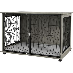 PawHut 46.46'' Indoor Dog Crate Furniture End Table w/ Plush Washable Cushion, Lockable Door, for Extra Large Size Dogs Aosom UK PawHut 46.46'' Indoor Dog Crate Furniture End Table w/ Plush Washable Cushion, Lockable Door, for Extra Large Size Dogs Aosom UK