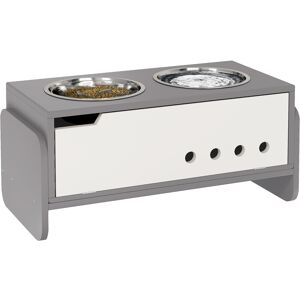 PawHut 3 Height Adjustable Raised Dog Bowls, Dog Feeding Storage Station w/ Slow Feeder Mat, 2 Stainless Steel Bowls PawHut 3 Height Adjustable Raised Dog Bowls, Dog Feeding Storage Station w/ Slow Feeder Mat, 2 Stainless Steel Bowls